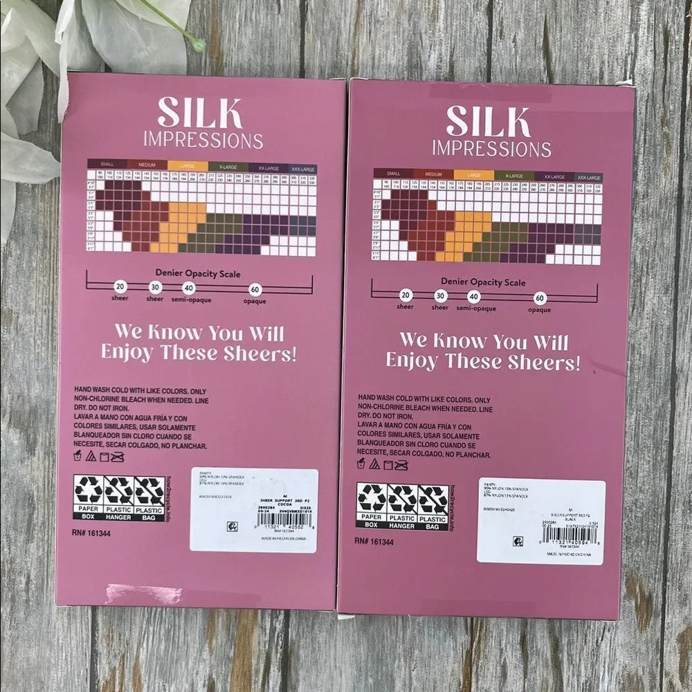 Silk Impressions Shimmer Sheer Pantyhose Stockings Sheer 2, 2-Packs M